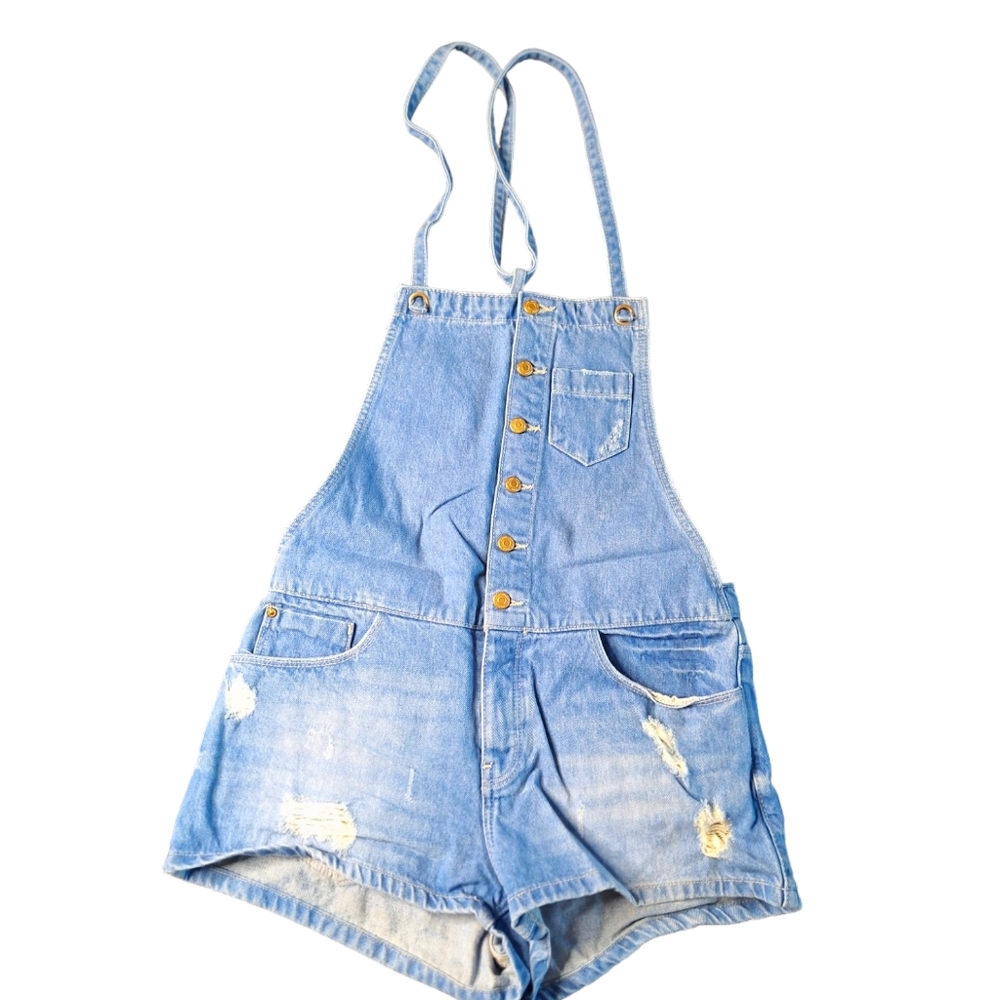 Zara TRF Denim vintage collection overall shorts